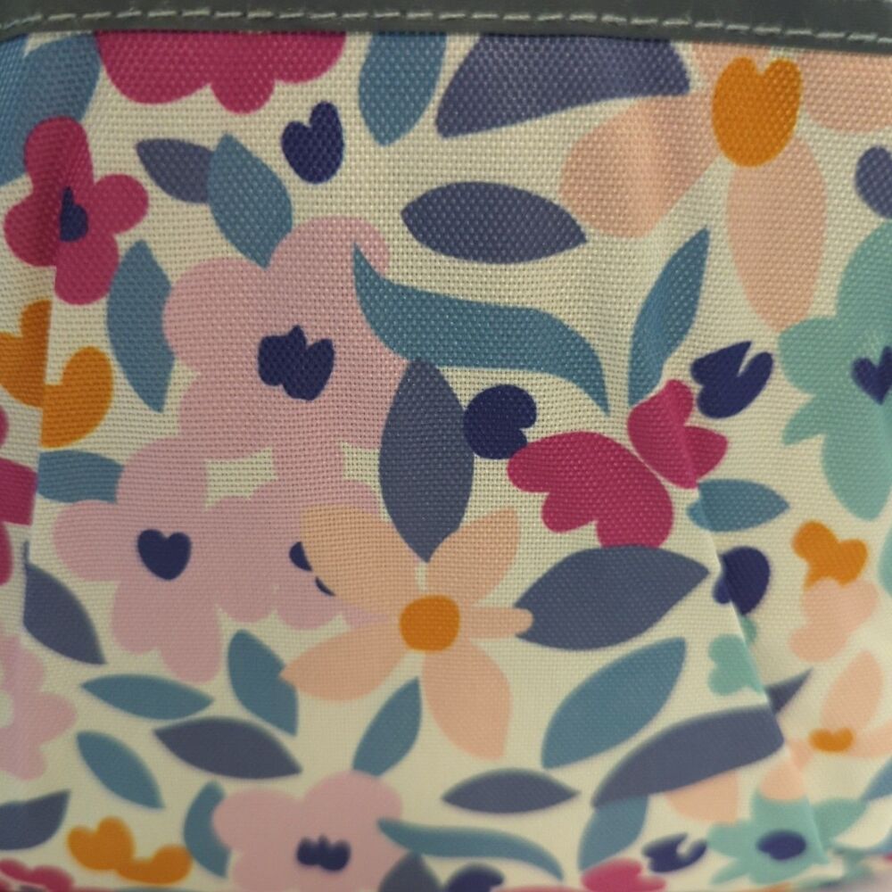 Purple Floral Backpack w Laptop Pocket Reflective Strips - Picture 5 of 7